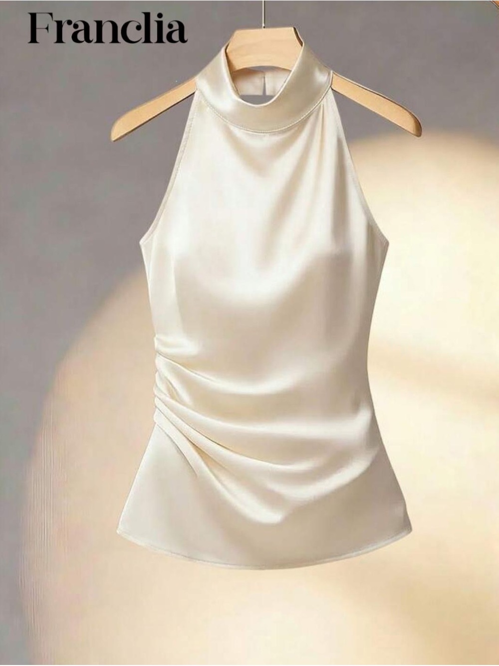 Cream Satin Halter Camisole